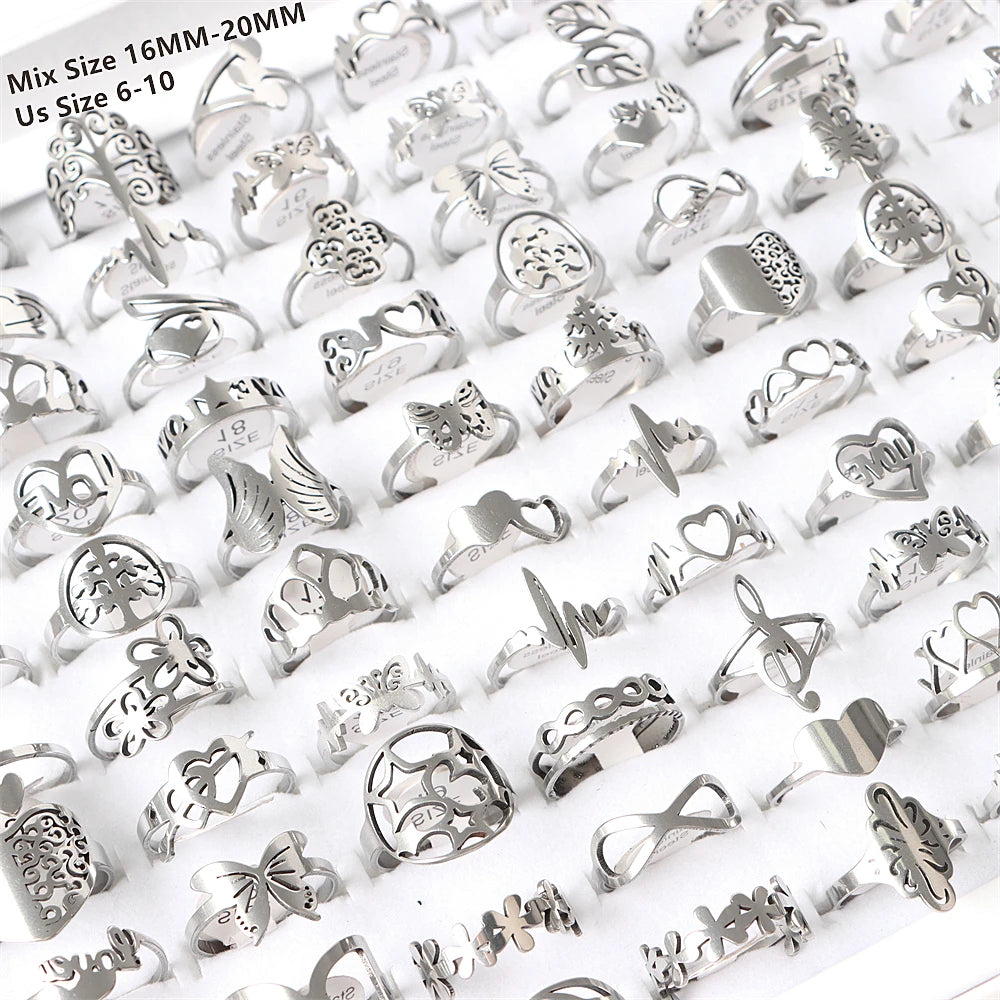 10/20 Pcs/Lot Fashion Multi Style Stainless Steel Jewelry Rings Zircon Crystal Spinner 5 Colors Punk Spikes For Womens Mens Gift