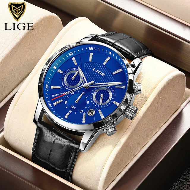 LIGE 2025 Watch Men Fashion Sports Quartz Clocks Mens Watches Top Brand Leather Military Waterproof Date Watch Relogio Masculino