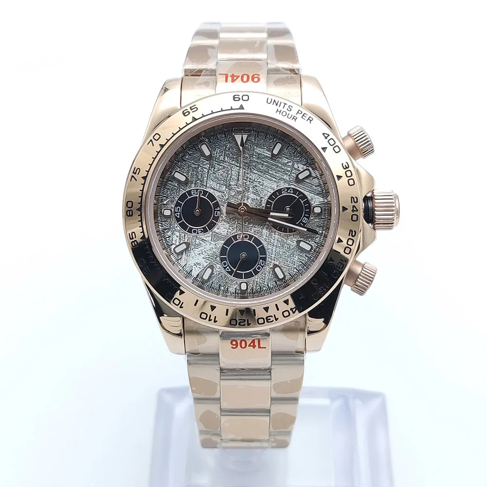 Luxury Men's Watch 2025 New Design Luxury Quartz 5ATM Water Resistant Sport Chronograph AR Sapphire VK63 Watches 4 Colors