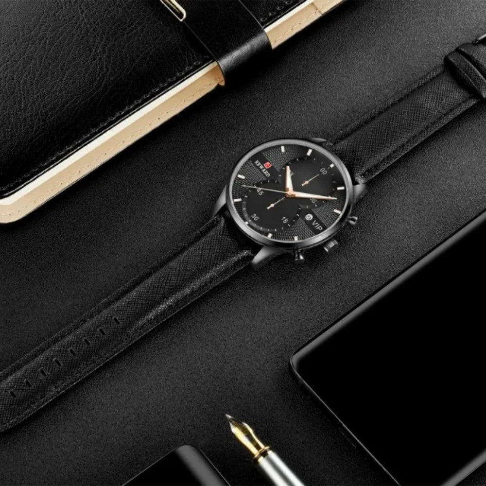 REWARD 83003M Quartz Leather Luxury Watch Waterproof Calendar Chronograph Luminous Watches for Men Reloj Hombre Montres Hommes