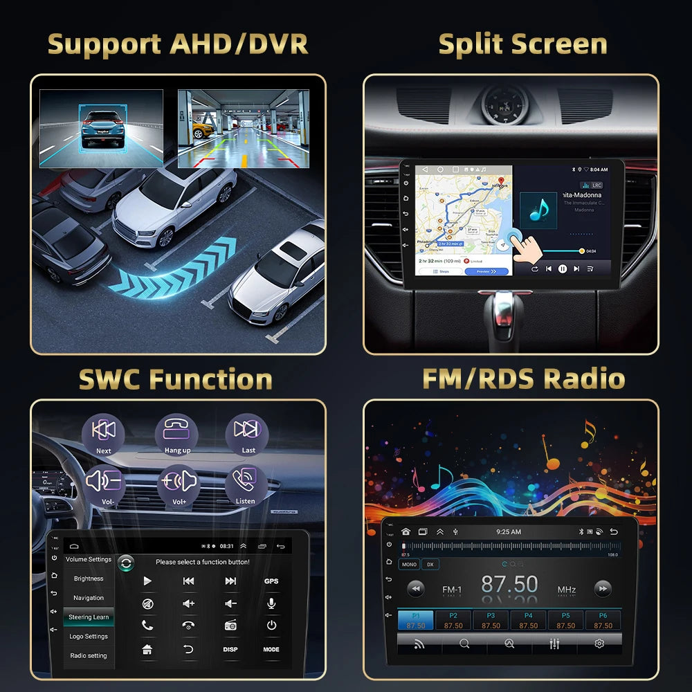 Podofo 2Din 9 ''Car Radio For Mercedes-Benz C-Class W204 S204 2007-2010 Multimedia Player GPS Carplay Android Car DSP BT RDS