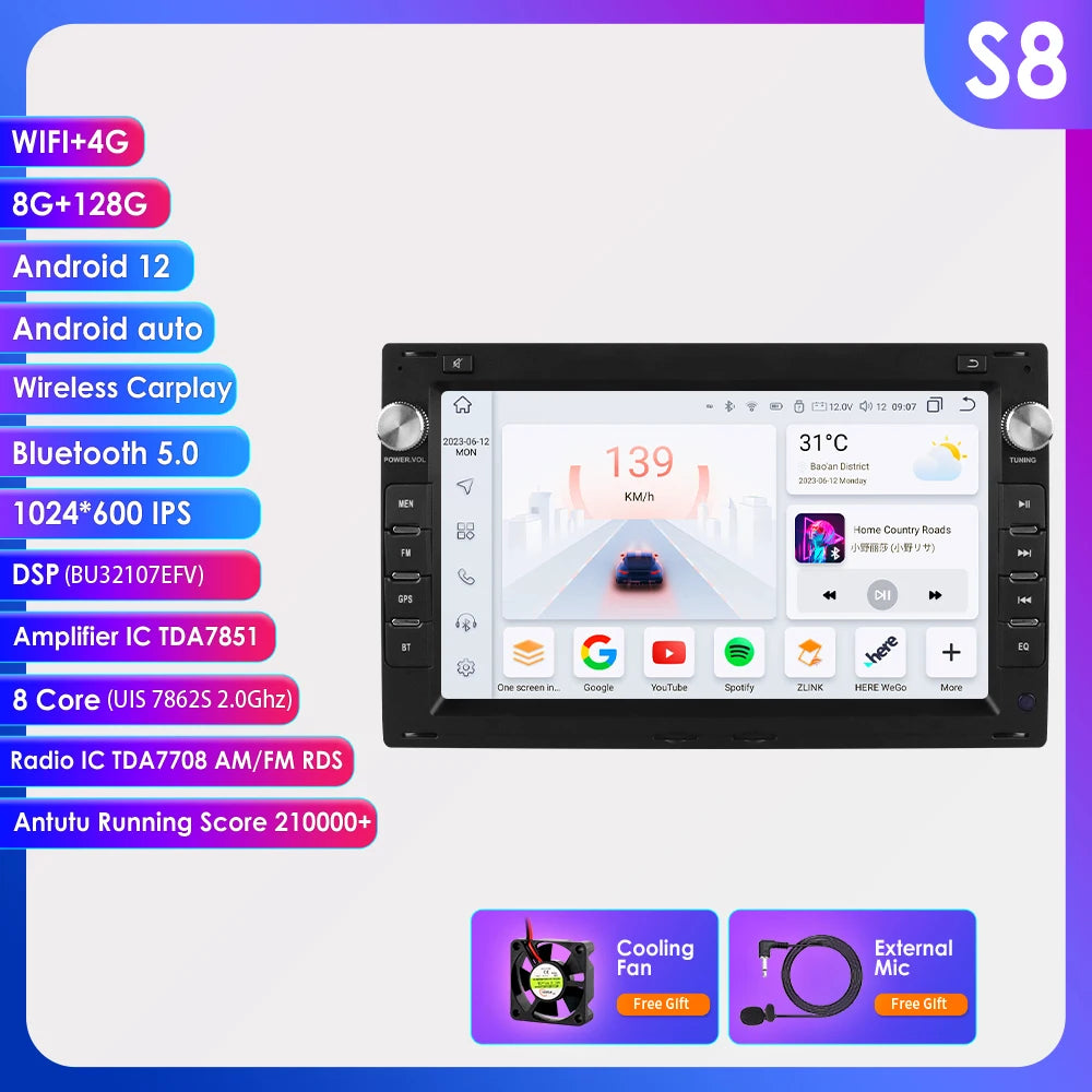 Hizpo 7inch Car Radio for VW Golf 4 Passat POLO Transport T5 Multivan Seat Jetta Car Multimedia GPS 2din Autoradio Carplay 7862