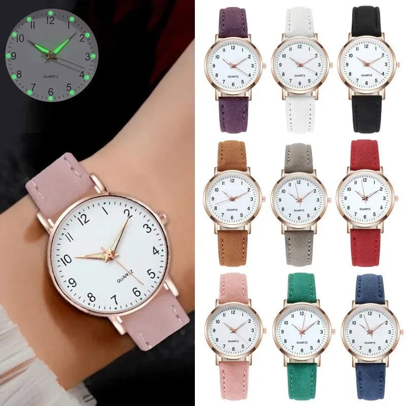 Luxury Back Light Watch For Women 2025 Diamond-studded Luminous Retro Female Watch Ladies Leather Strap Relogio Montre Femme