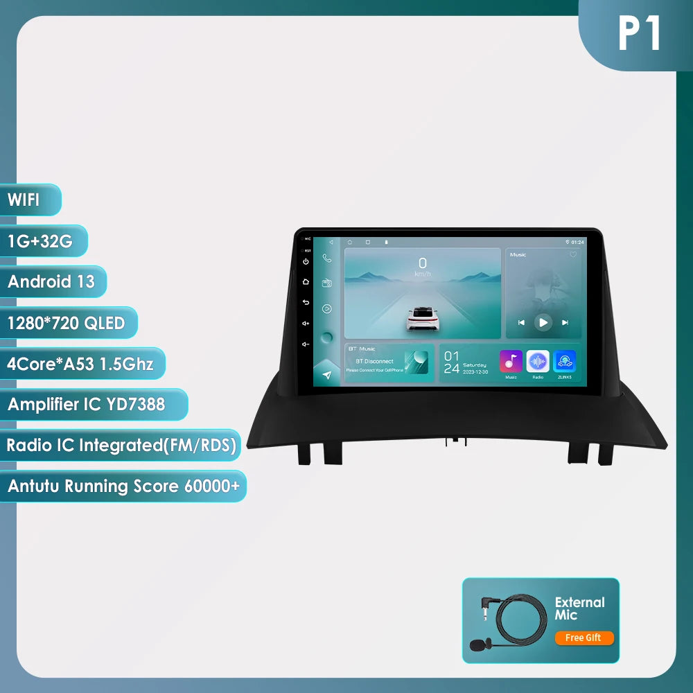 Hizpo Car Intelligent Systems Smart Radio for Renault Megane 2 2002-2009 GPS Wireless CarPlay Android Auto Autoradio 6115 8+128G