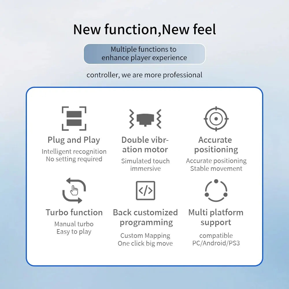 Wired Game Controller for PC PS3 Android TV-BOX Gamepad Joypad with Hall Trigger Dual Vibration Programmable Keys Turbo Button