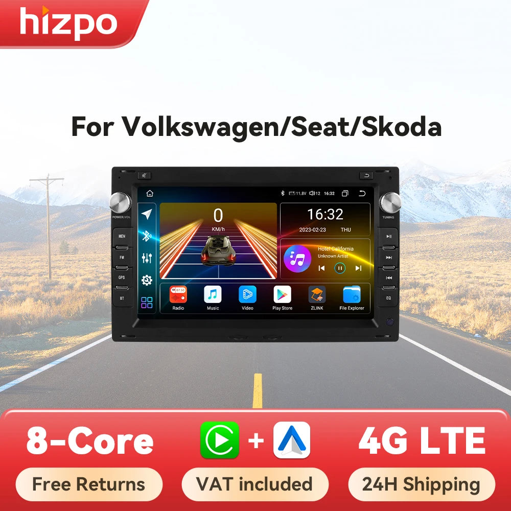 Hizpo 7inch Car Radio for VW Golf 4 Passat POLO Transport T5 Multivan Seat Jetta Car Multimedia GPS 2din Autoradio Carplay 7862