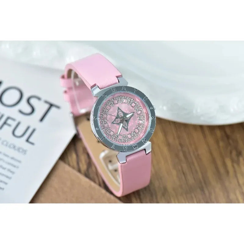 SUNMATE Luxurious and Exquisite Women's Quartz Watch,with 30-meter Water-resistant Genuine Leather Strap and Stylish Digital Dia