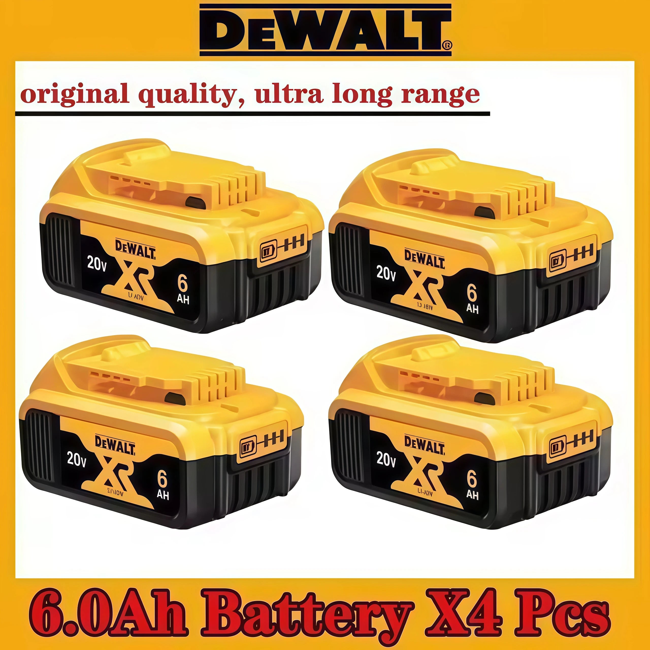 100% DeWALT Original Battery 20V/5Ah 6Ah MAX FlexVolt for DCB606 DCB205 DCB206 DCB209 DCB182 DCF512 Power Tool with Charger