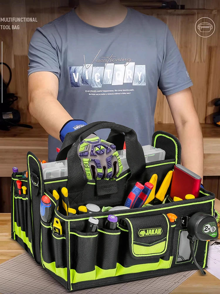 40-POCKETS Tool Tote, Tool Bag Organizer, Electrician Tool Bag, HVAC Tool Bag, Tool Caddy, Tool Bags for Electricians