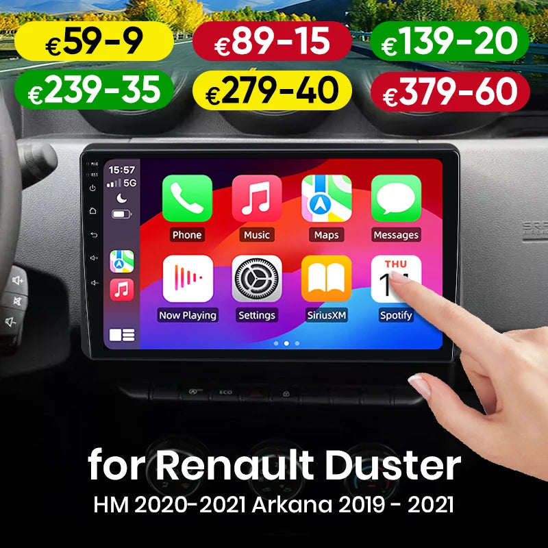 For Renault Duster HM 2020-2021 Arkana 2019 - 2021 Wireless CarPlay Android Auto Car Radio GPS RDS WiFi BT 4G Multimedia Stereo