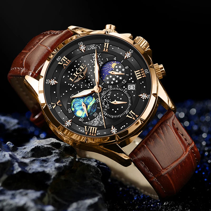 LIGE New Mens Watches Luxury 30M Waterproof Men Quartz Wristwatches Luminous Sport Military Chronograph Man Watch Montres Hommes