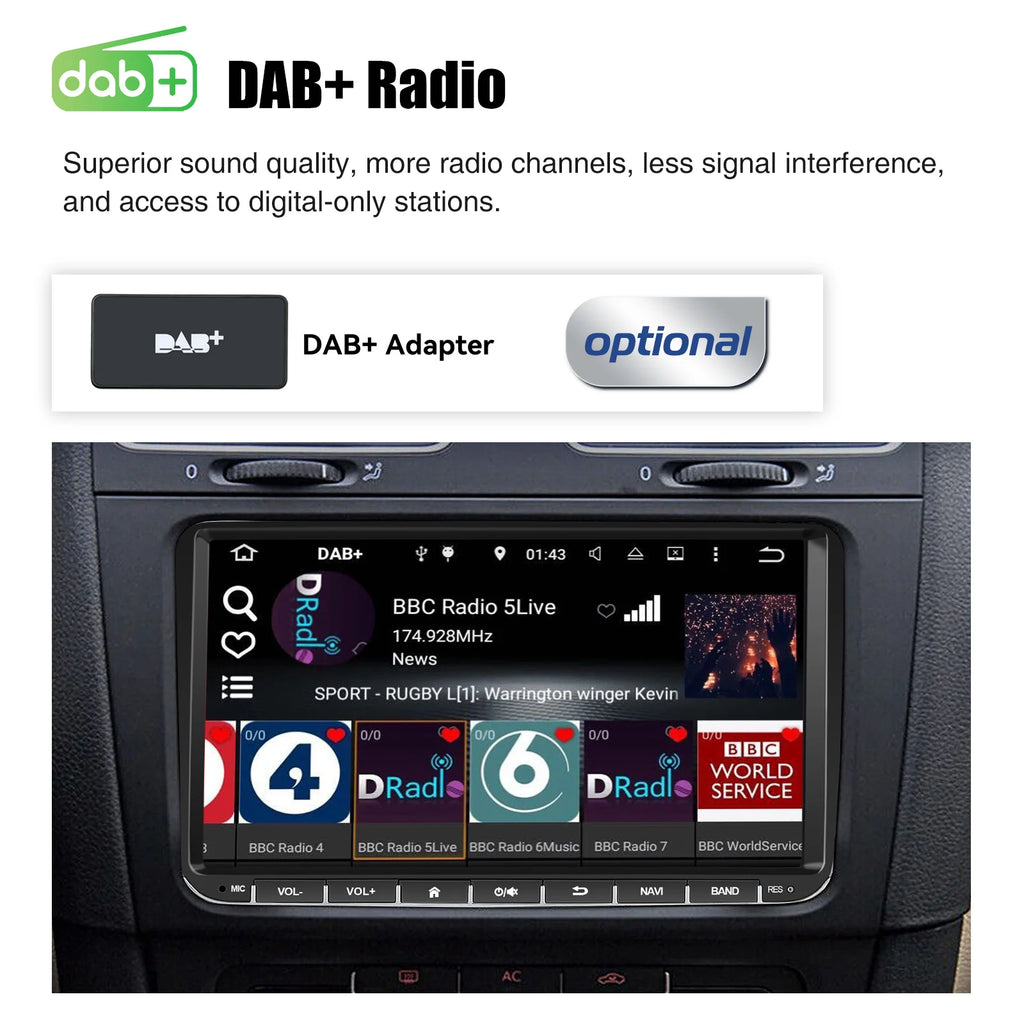 ESSGOO 9" Android 14 4G+64G Apple Carplay Car Stereo GPS NAVI WIFI RDS FM BT for VW Golf 5 6 Passat Polo Touran Tiguan Caddy EOS