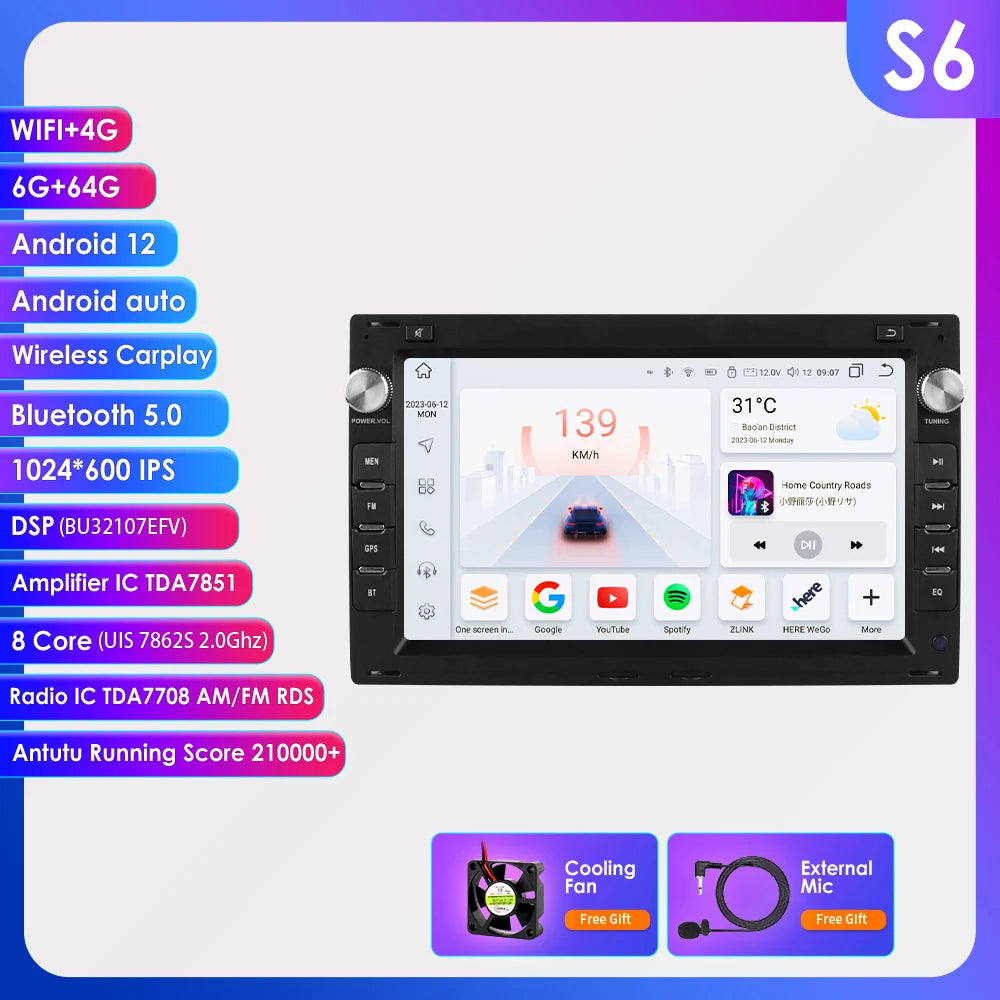 Hizpo 7inch Car Radio for VW Golf 4 Passat POLO Transport T5 Multivan Seat Jetta Car Multimedia GPS 2din Autoradio Carplay 7862