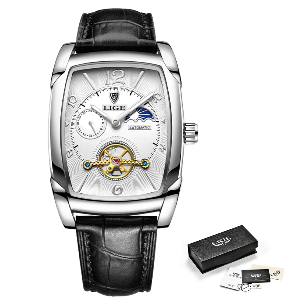 LIGE New Tourbillon Automatic Mechanical Womens Watches Top Brand Luxury Fashion Waterproof Skeleton ladyClock Montre Homme