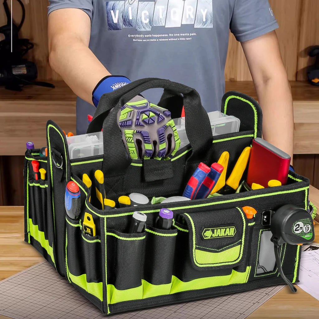 40-POCKETS Tool Tote, Tool Bag Organizer, Electrician Tool Bag, HVAC Tool Bag, Tool Caddy, Tool Bags for Electricians