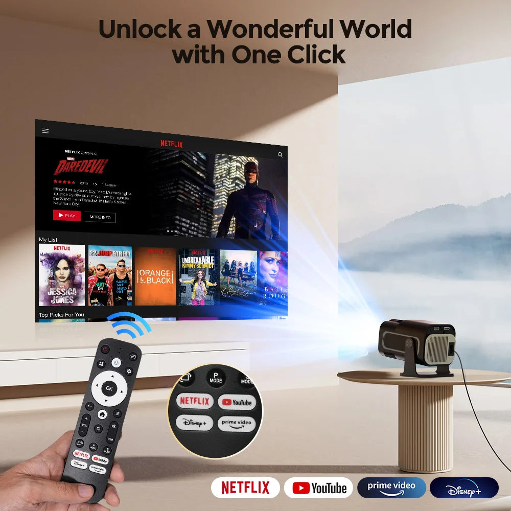 iSinbox Netflix Officially Licensed Android 13 NTV Projector 1080P Support 4K 320ANSI Dual WiFi BT5.3 Portable Projector HY320AA