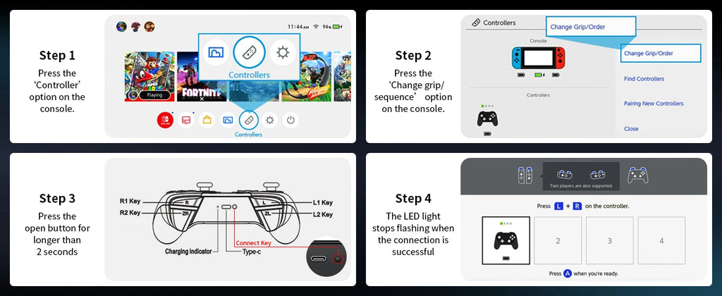 AceGamer Wireless Controller for Switch/Lite/OLED/PC Hall Effect Joystick for Switch 2 with Wake-Up/Turbo/Vibration/Programmable