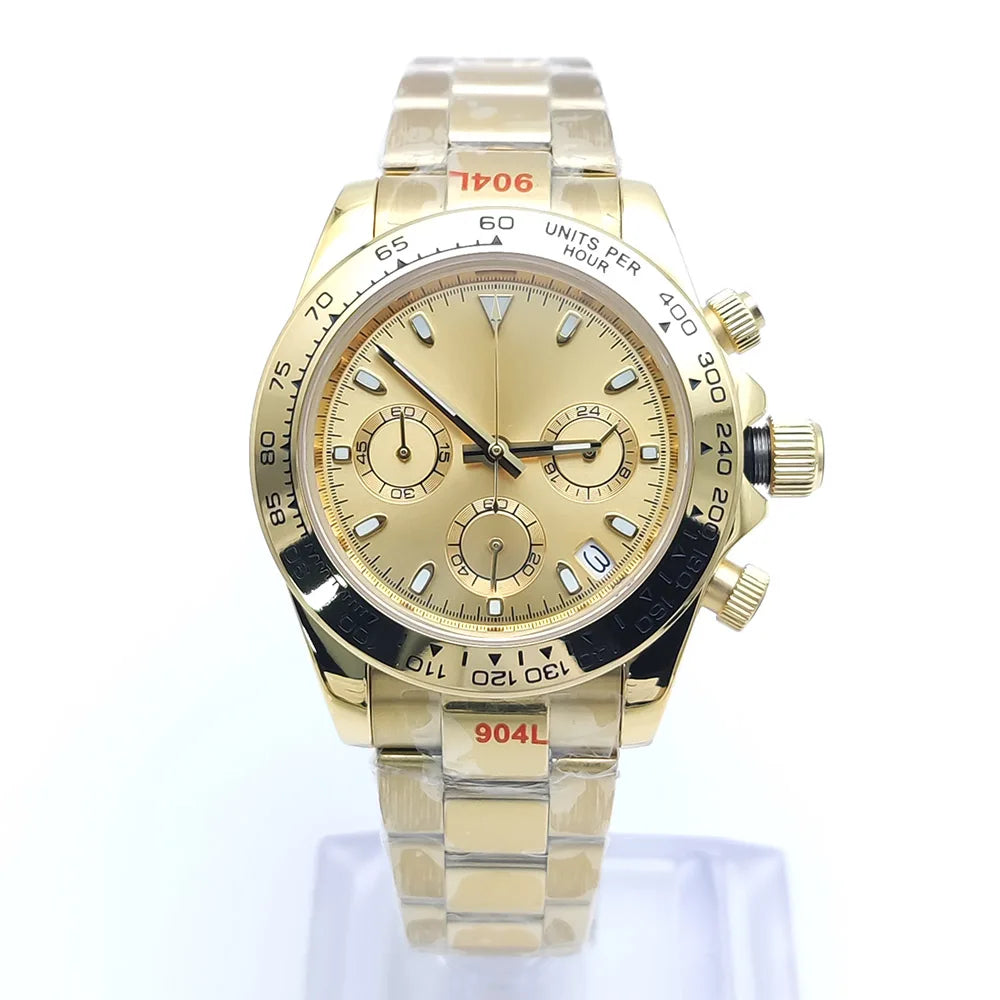 Luxury Men's Watch 2025 New Design Luxury Quartz 5ATM Water Resistant Sport Chronograph AR Sapphire VK63 Watches 4 Colors