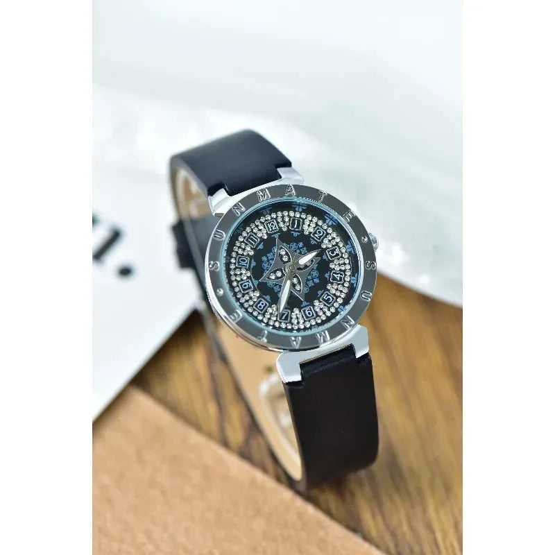 SUNMATE Luxurious and Exquisite Women's Quartz Watch,with 30-meter Water-resistant Genuine Leather Strap and Stylish Digital Dia