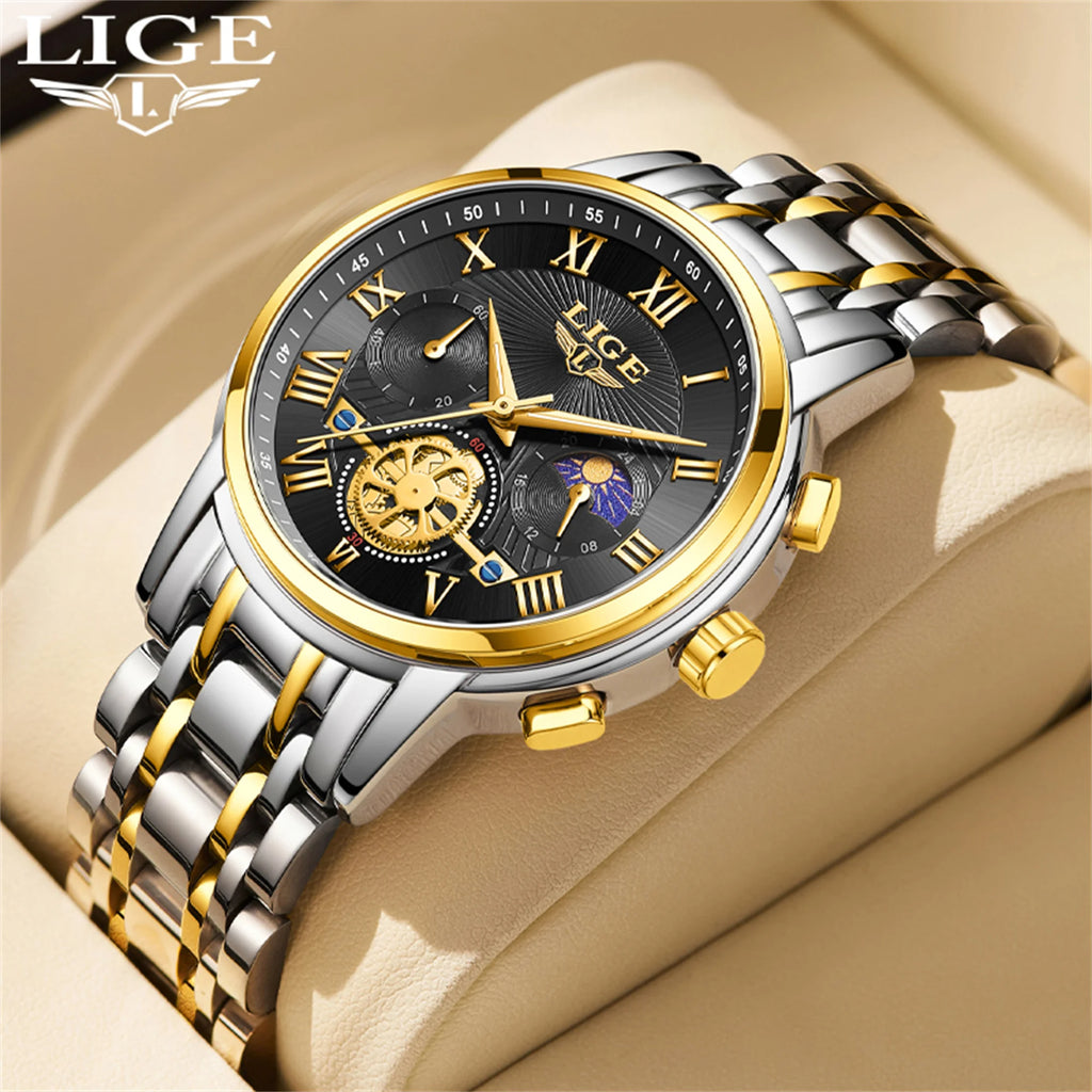 LIGE 2025 New Luxury Men Quartz Watch Waterproof Luminous Date Week Quartz Men's Watches High Quality Casual Montre Homme +Bpx