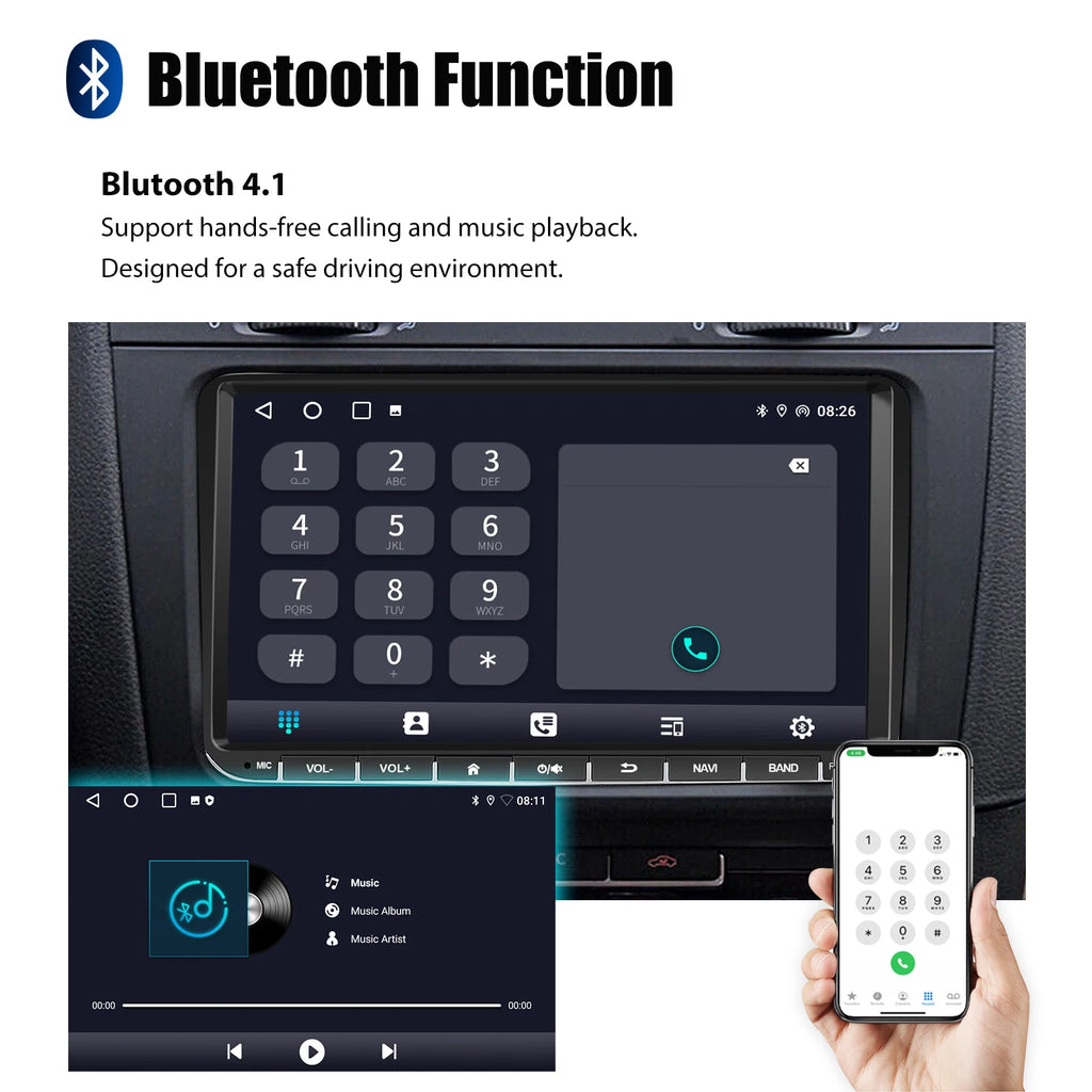 ESSGOO 9" Android 14 4G+64G Apple Carplay Car Stereo GPS NAVI WIFI RDS FM BT for VW Golf 5 6 Passat Polo Touran Tiguan Caddy EOS