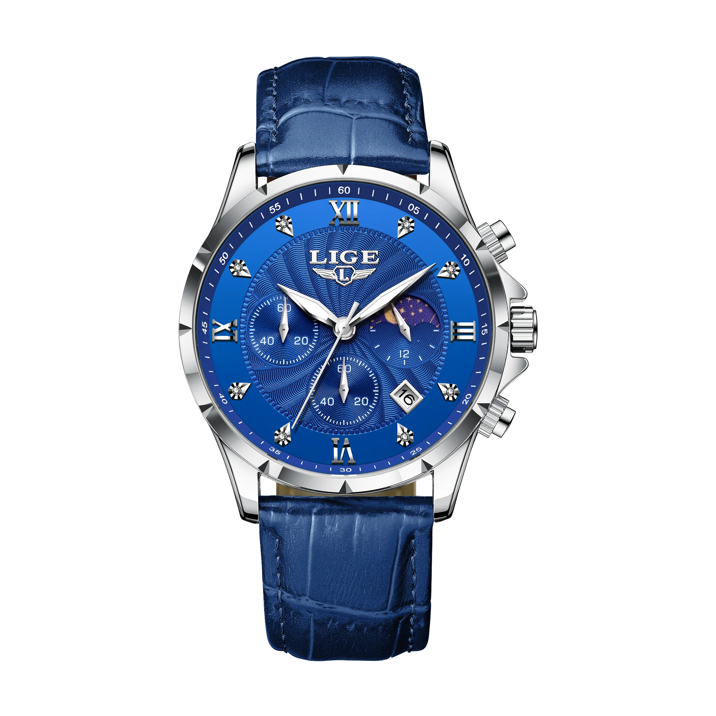 LIGE Fashion Mens Watches Top Brand Luxury Business Quartz Man Wristwatch Luminous Chronograph Leather Watch for Men+Box