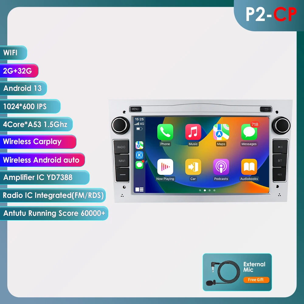 HIZPO 2Din 7inch Android Car Radio for Opel Astra H G J Zafira B Corsa C D Antara Vectra Vivaro GPS RDS DSP 4G CarPlay Autoradio