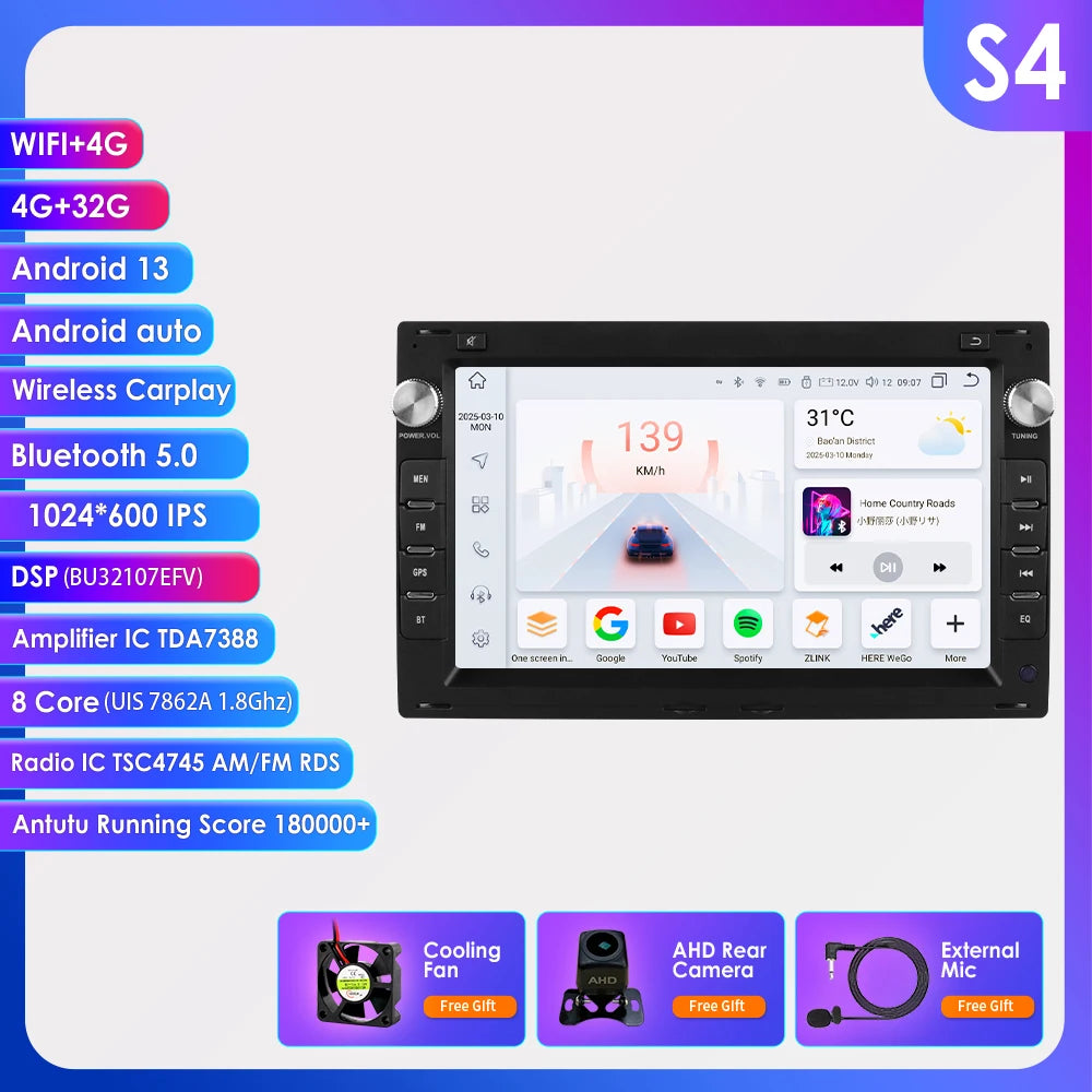 Hizpo 7inch Car Radio for VW Golf 4 Passat POLO Transport T5 Multivan Seat Jetta Car Multimedia GPS 2din Autoradio Carplay 7862