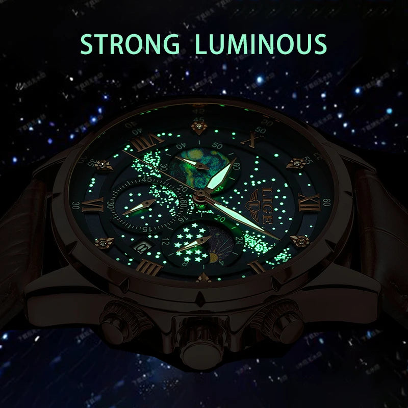 LIGE New Mens Watches Luxury 30M Waterproof Men Quartz Wristwatches Luminous Sport Military Chronograph Man Watch Montres Hommes