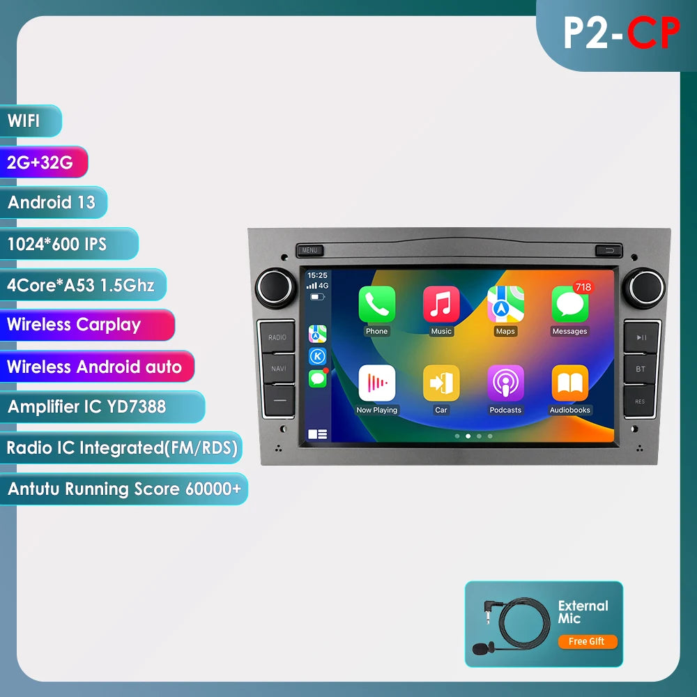 HIZPO 2Din 7inch Android Car Radio for Opel Astra H G J Zafira B Corsa C D Antara Vectra Vivaro GPS RDS DSP 4G CarPlay Autoradio