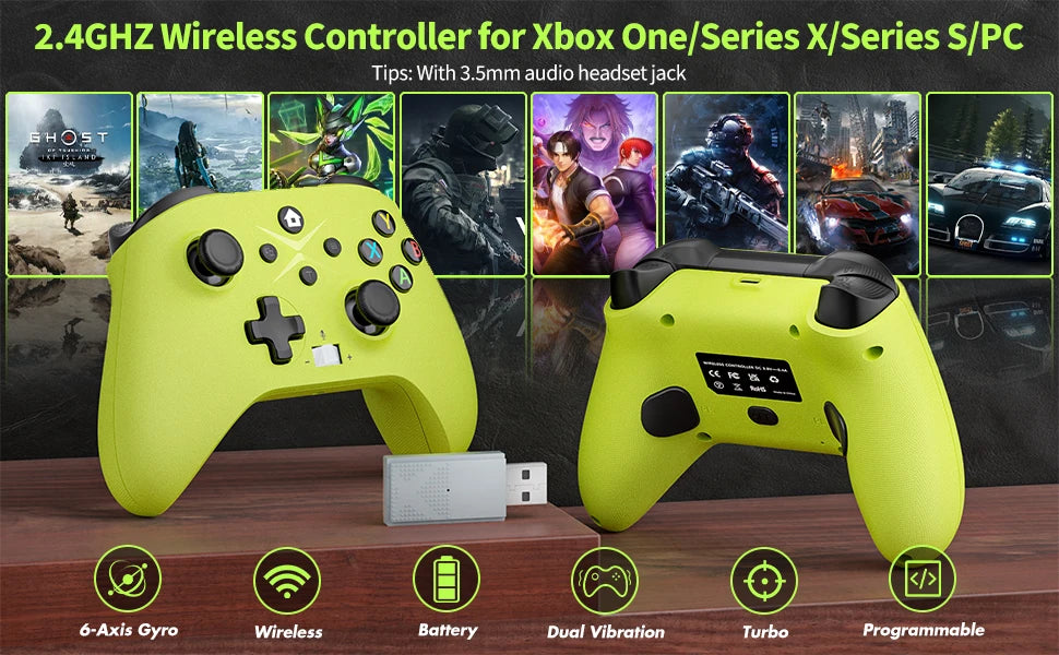 2.4G Wireless Gamepad For Xbox One ,Xbox Seris S ,X Console Win dow 7 8 10 pc With Dual Vibra/Six Axis Multi Game Controller