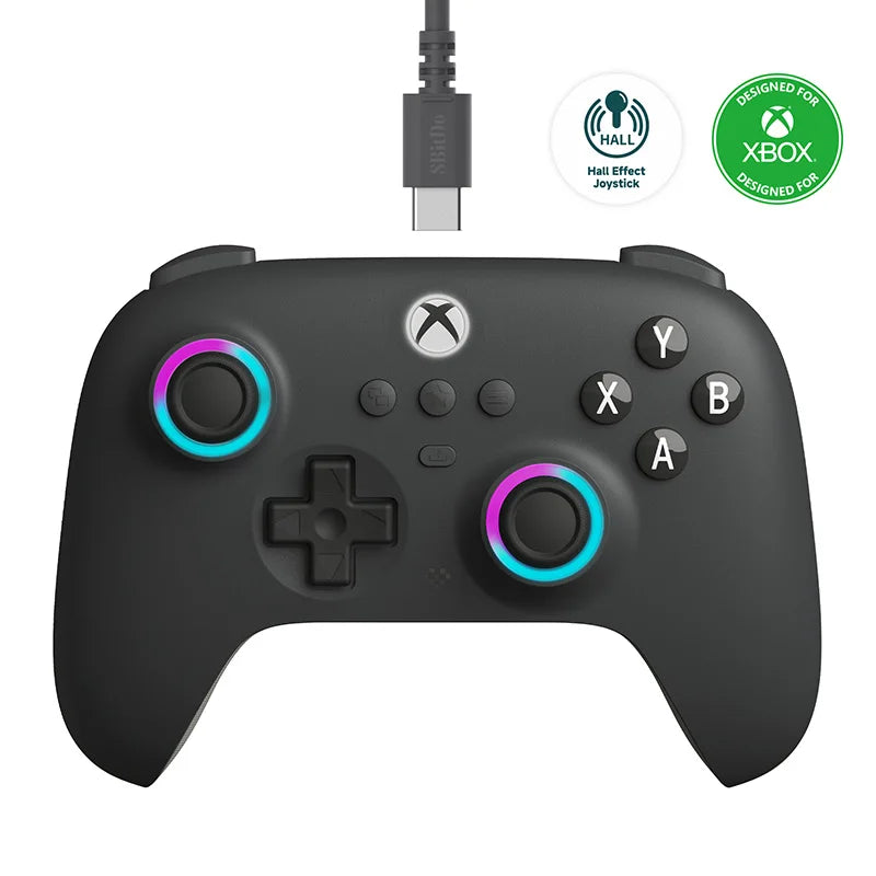 8BitDo Ultimate C Wired Gaming Controller for Xbox, RGB Lighting Fire Ring and Hall Effect Joysticks, Windows 10/11