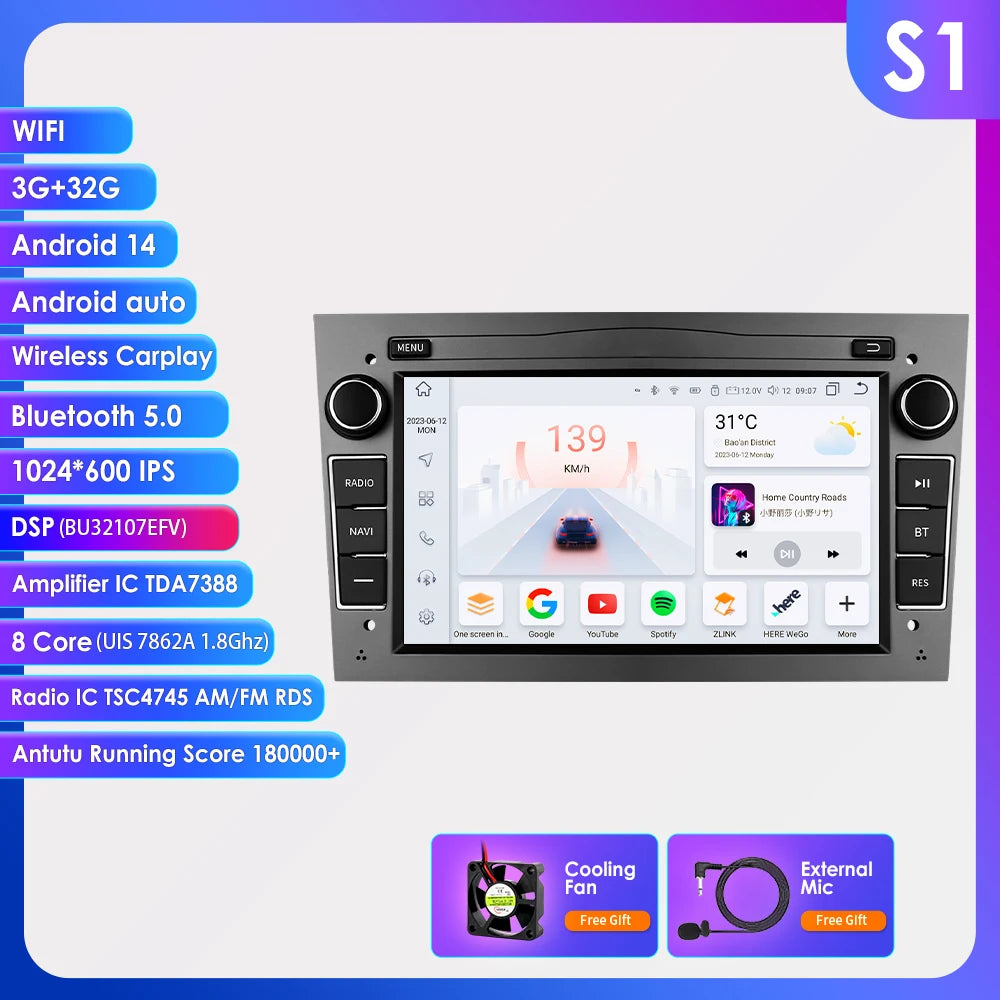 HIZPO 2Din 7inch Android Car Radio for Opel Astra H G J Zafira B Corsa C D Antara Vectra Vivaro GPS RDS DSP 4G CarPlay Autoradio