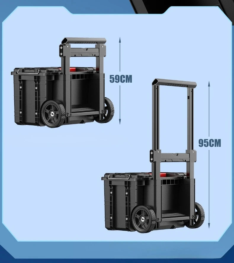 Trolley Stacking Toolbox Labor-saving Combined Tools Case Heavy Duty Large Capacity Storage Box Set Tools Organizer with Wheels