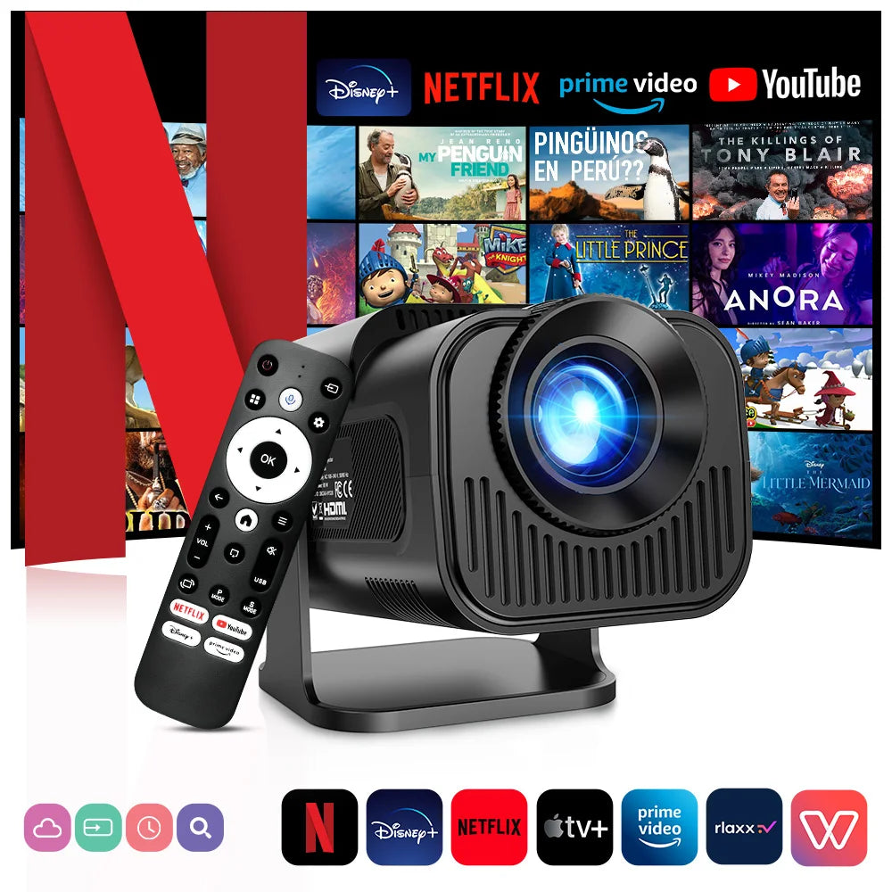 iSinbox Netflix Officially Licensed Android 13 NTV Projector 1080P Support 4K 320ANSI Dual WiFi BT5.3 Portable Projector HY320AA
