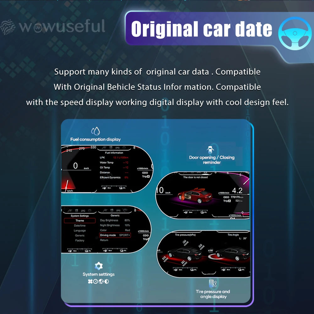 12.3 ''Digital Cluster Dashboard For BMW 5 Series E60 E61 E63 E64 525D 2003-09 Year CCC CIC Auto Lcd Panel Virtuele Cockpit Voor
