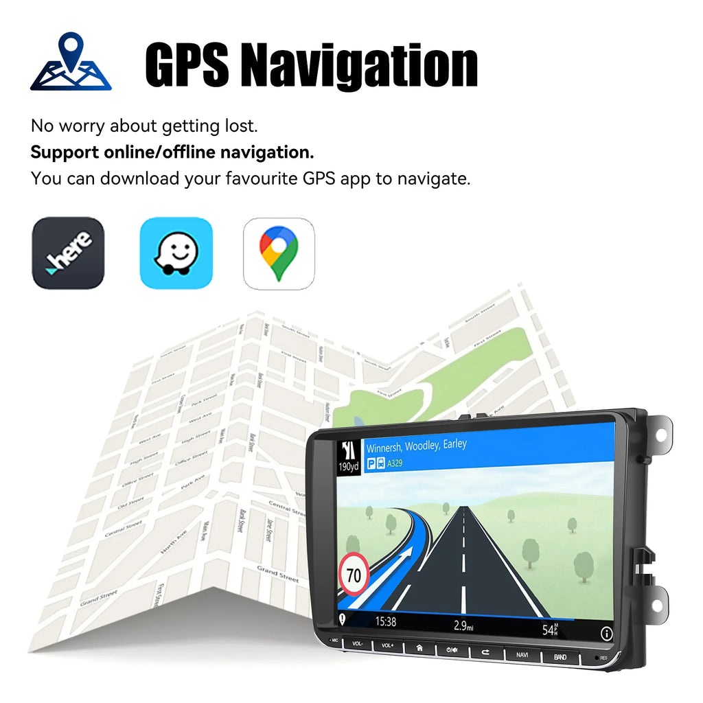 ESSGOO 9" Android 14 4G+64G Apple Carplay Car Stereo GPS NAVI WIFI RDS FM BT for VW Golf 5 6 Passat Polo Touran Tiguan Caddy EOS