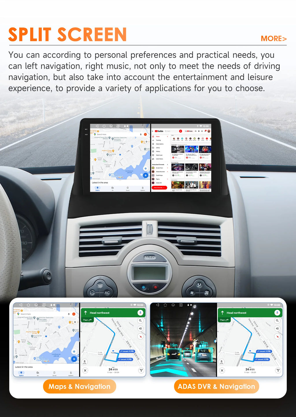 Hizpo Car Intelligent Systems Smart Radio for Renault Megane 2 2002-2009 GPS Wireless CarPlay Android Auto Autoradio 6115 8+128G