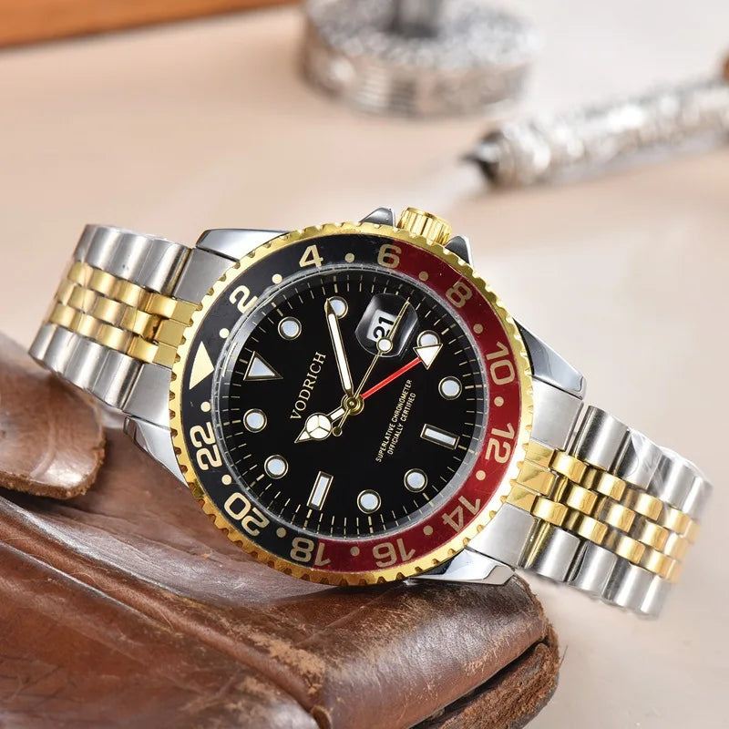 Luxury Men's Gold Vintage Watch Full Steel Band Quartz Wristwatch Simple Date Silver Montre Homme Reloj Hombre Original Brand