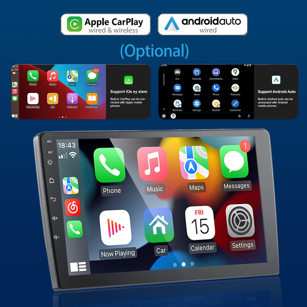 Universal 7"/9"/10" Car Radio Android 13 Wireless CarPlay Android Auto multimedia player WiFi GPS Navi RDS USB 2 Din Car Stereo