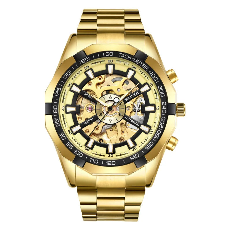 Luxury Men’s Skeleton Mechanical Watch, Large Dial Sport Style, Automatic Movement, Waterproof Luminous Wristwatch
