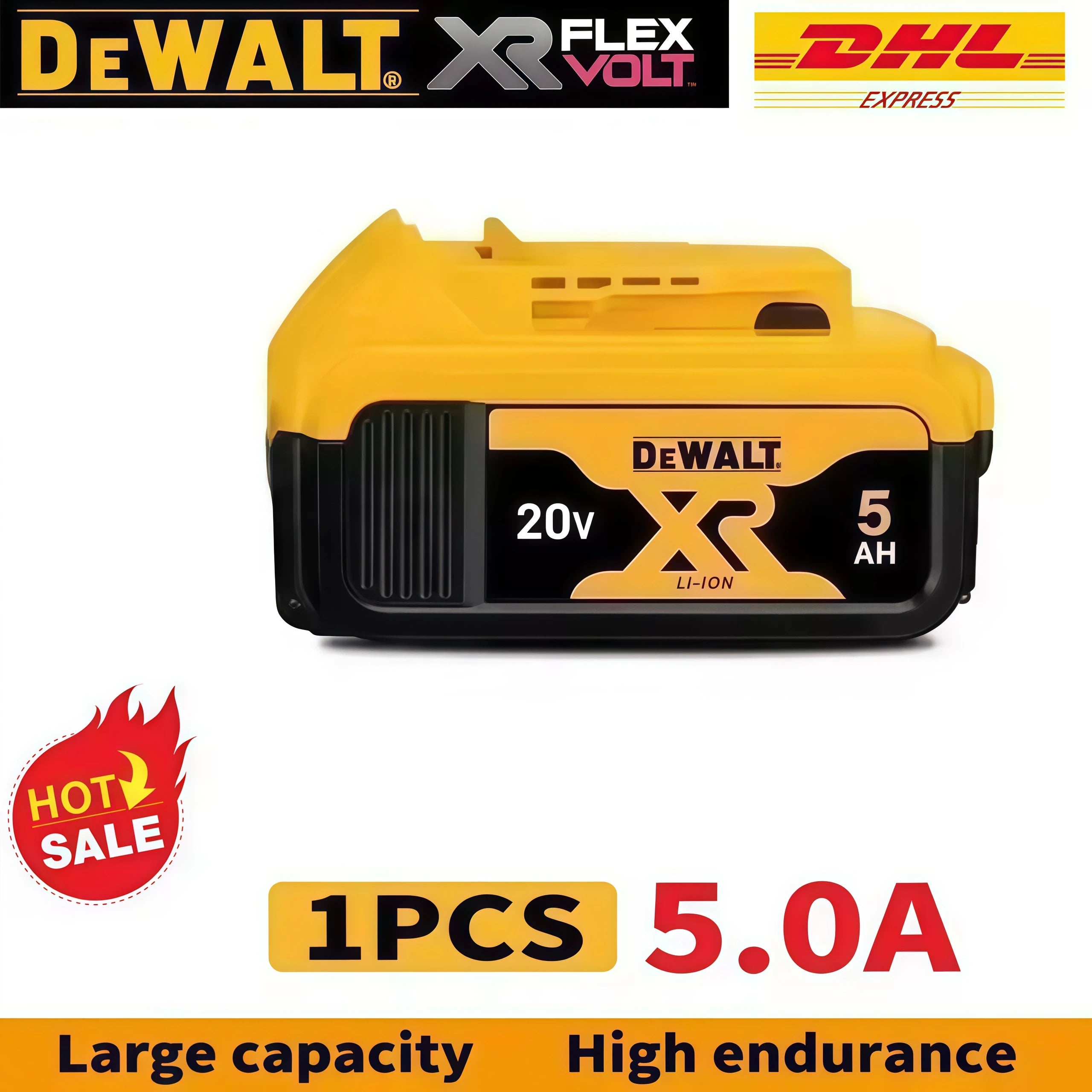 100% DeWALT Original Battery 20V/5Ah 6Ah MAX FlexVolt for DCB606 DCB205 DCB206 DCB209 DCB182 DCF512 Power Tool with Charger