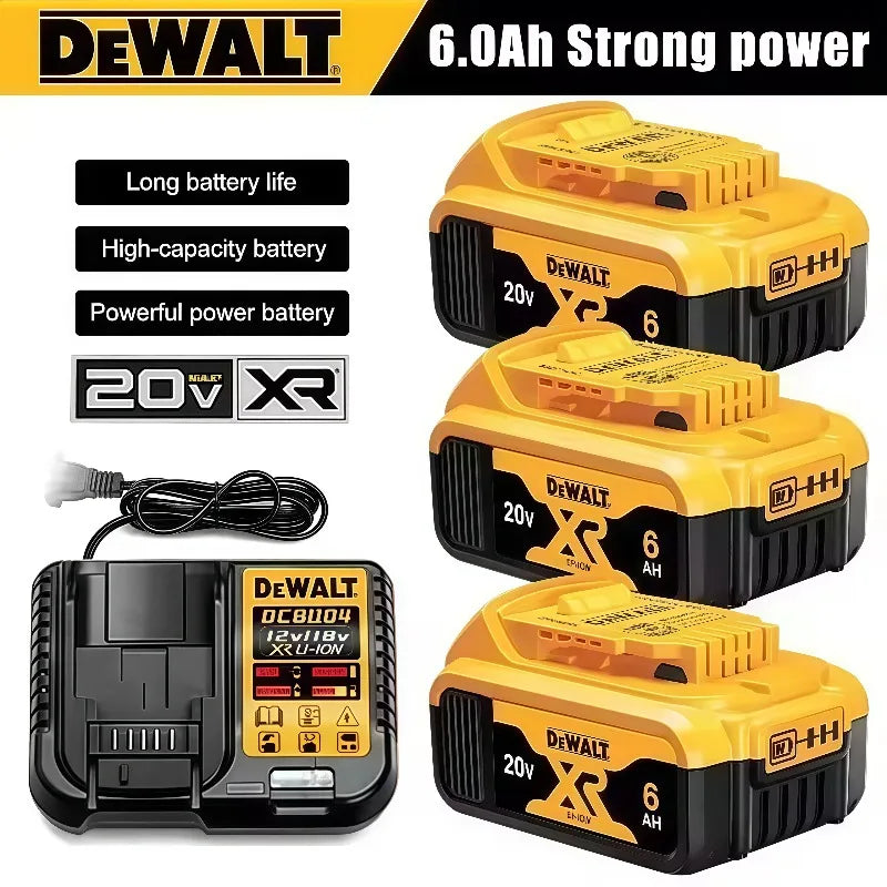 100% DeWALT Original Battery 20V/5Ah 6Ah MAX FlexVolt for DCB606 DCB205 DCB206 DCB209 DCB182 DCF512 Power Tool with Charger