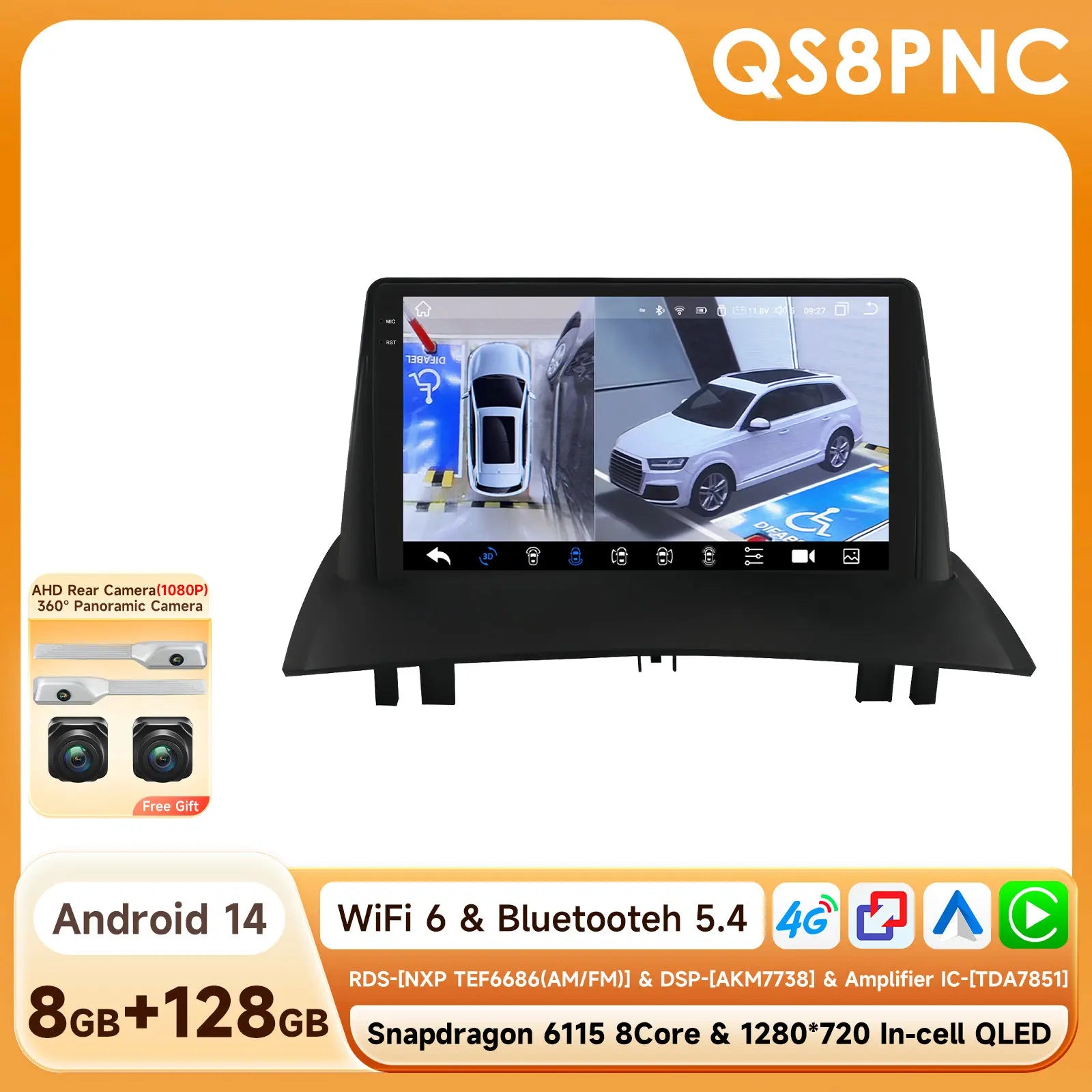 Hizpo Car Intelligent Systems Smart Radio for Renault Megane 2 2002-2009 GPS Wireless CarPlay Android Auto Autoradio 6115 8+128G