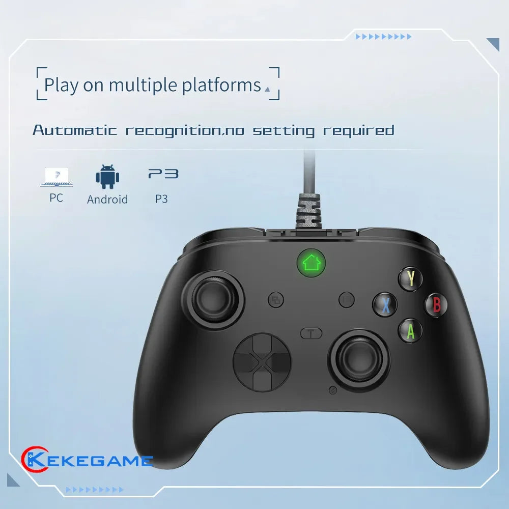 Wired Game Controller for PC PS3 Android TV-BOX Gamepad Joypad with Hall Trigger Dual Vibration Programmable Keys Turbo Button
