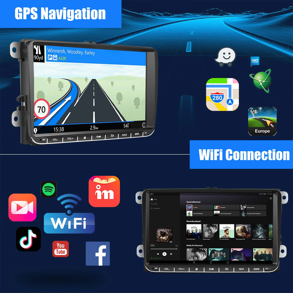 ESSGOO 9" Android 14 4G+64G Apple Carplay Car Stereo GPS NAVI WIFI RDS FM BT for VW Golf 5 6 Passat Polo Touran Tiguan Caddy EOS