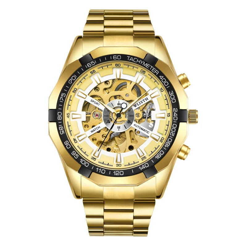 Luxury Men’s Skeleton Mechanical Watch, Large Dial Sport Style, Automatic Movement, Waterproof Luminous Wristwatch