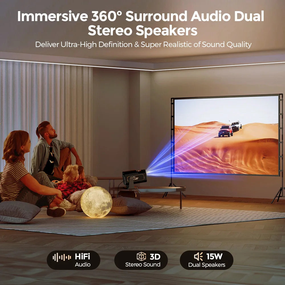 iSinbox Netflix Officially Licensed Android 13 NTV Projector 1080P Support 4K 320ANSI Dual WiFi BT5.3 Portable Projector HY320AA