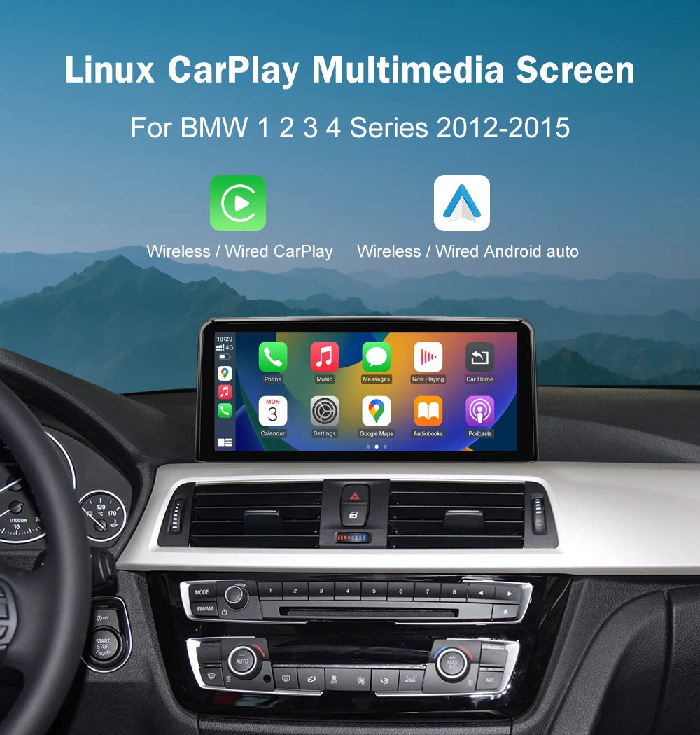 10.25'12.3' Wireless CarPlay Android Auto Multimedia Display Screen For BMW 1 2 3 4 Series F20 F21 F22 F30 F31 F32 F33