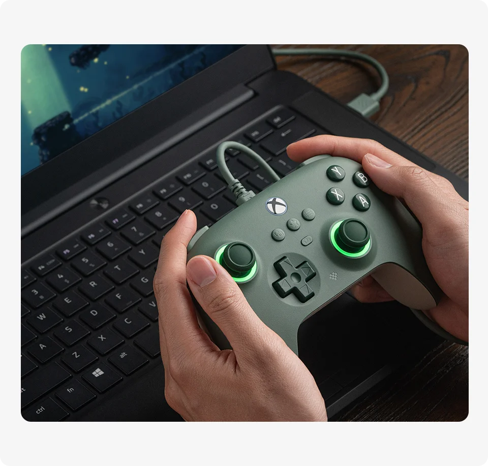 8BitDo Ultimate C Wired Gaming Controller for Xbox, RGB Lighting Fire Ring and Hall Effect Joysticks, Windows 10/11